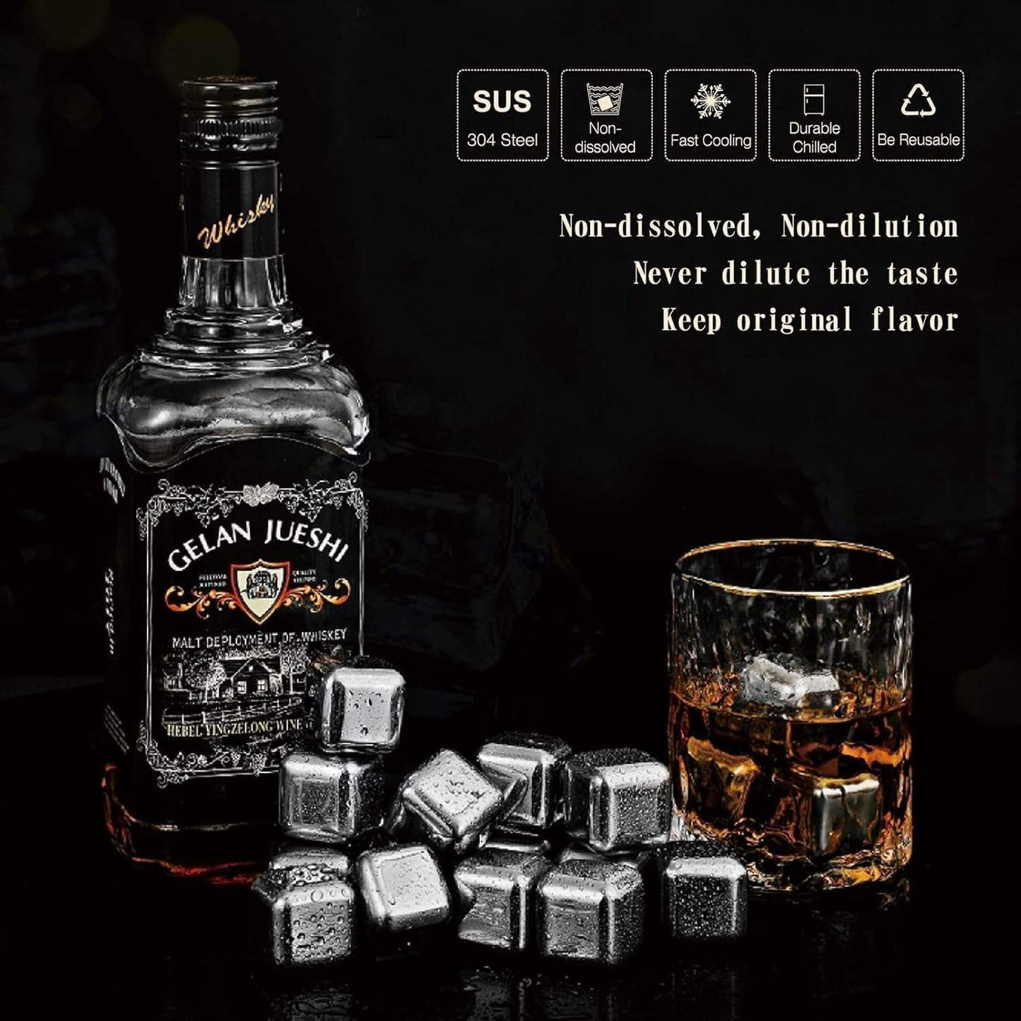 Stainless Steel Ice Cubes (12 Pcs)