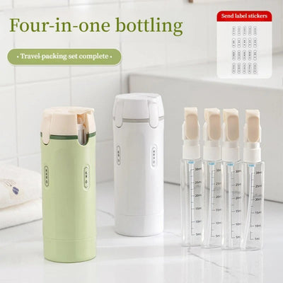 4-in-1 Sustainable Plastic Travel Dispenser Bottle
