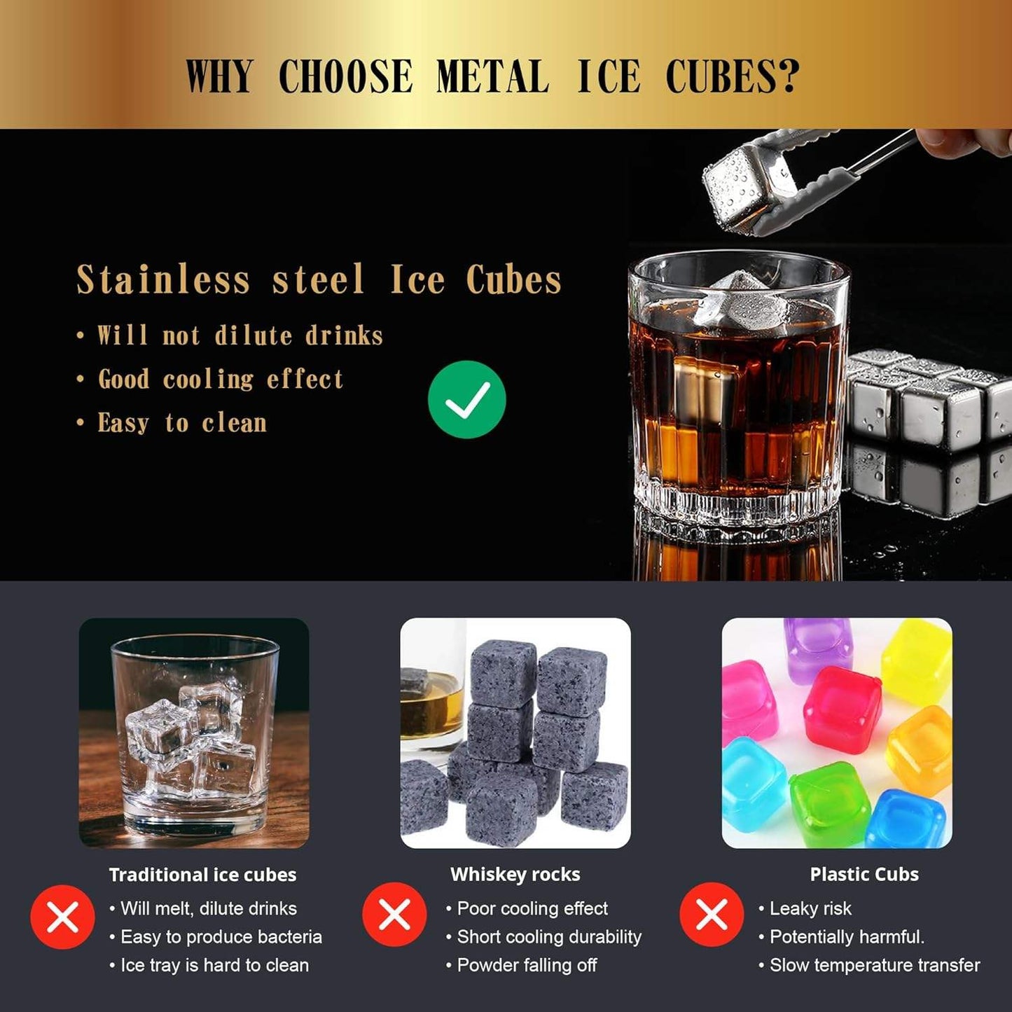 Stainless Steel Ice Cubes (12 Pcs)