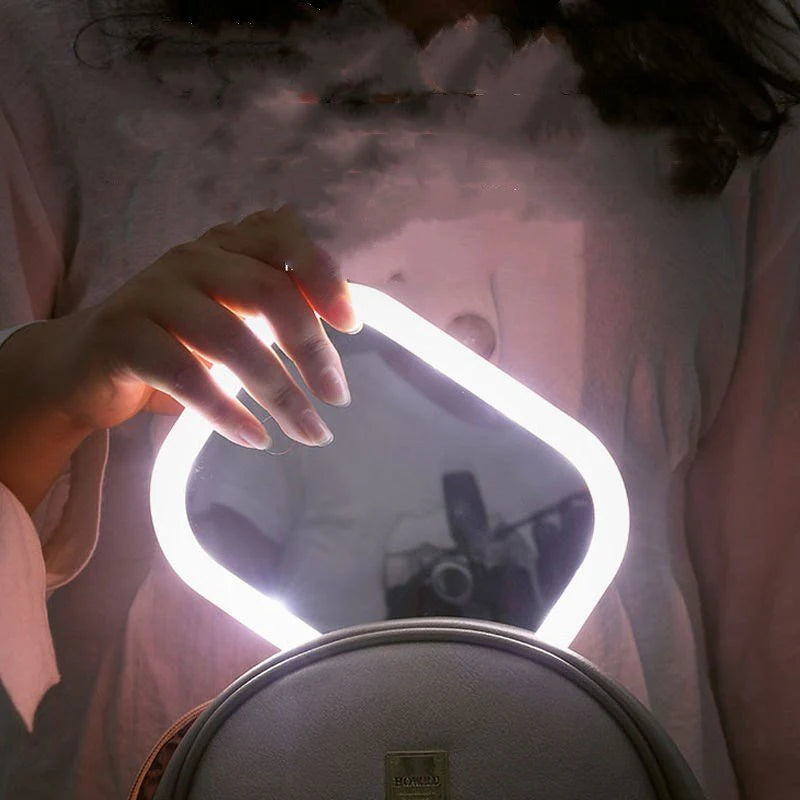 Desktop Mirror with Light Bulb Fill Light