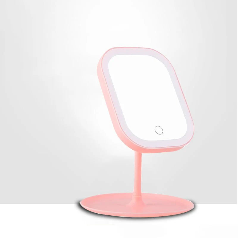 Desktop Mirror with Light Bulb Fill Light