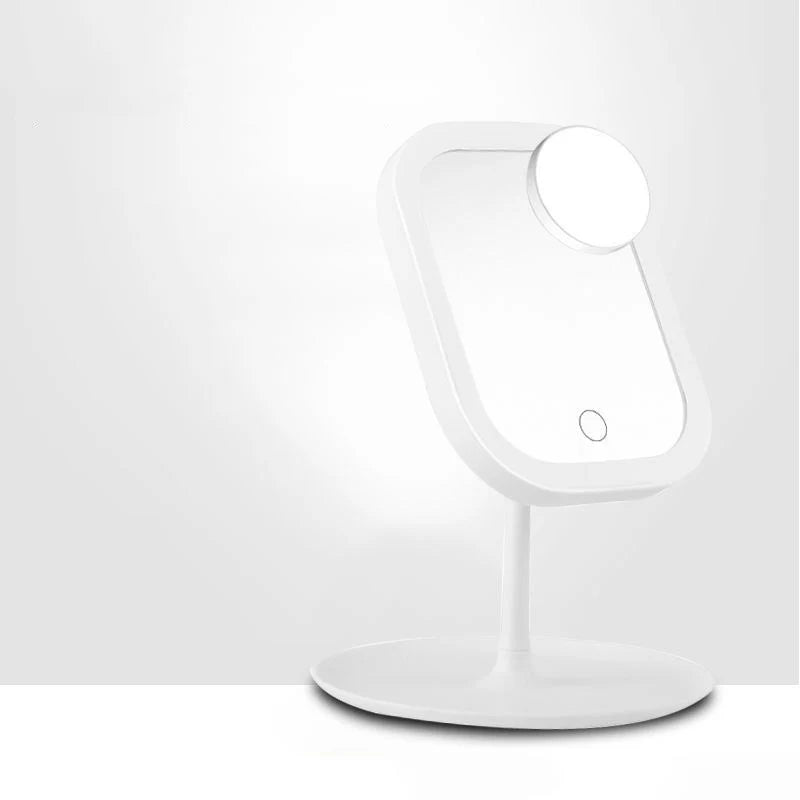 Desktop Mirror with Light Bulb Fill Light