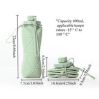 600ml Foldable Silicone Water Bottle – Reusable Leakproof Sports Bottle