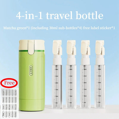 4-in-1 Sustainable Plastic Travel Dispenser Bottle