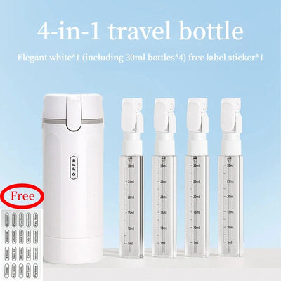 4-in-1 Sustainable Plastic Travel Dispenser Bottle